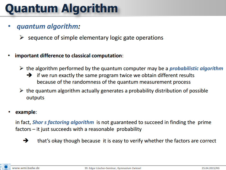 Quantenalgorithmus: seine Eigenschaften